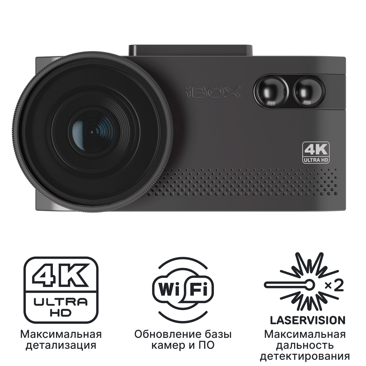 Видеорегистратор с сигнатурным радар-детектором iBOX EVO 4K LaserVision WiFi Signature Dual