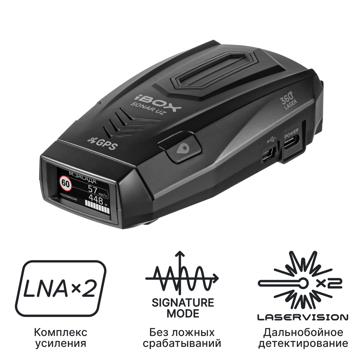 Сигнатурный радар-детектор iBOX Sonar Uz