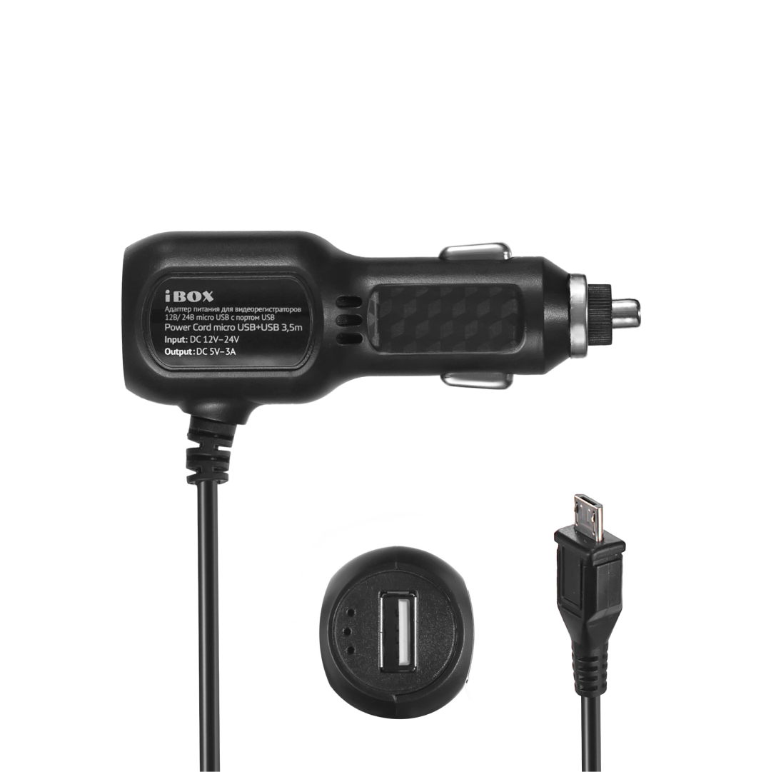 Купить адаптер питания ibox power cord micro usb+usb для видеорегистраторов