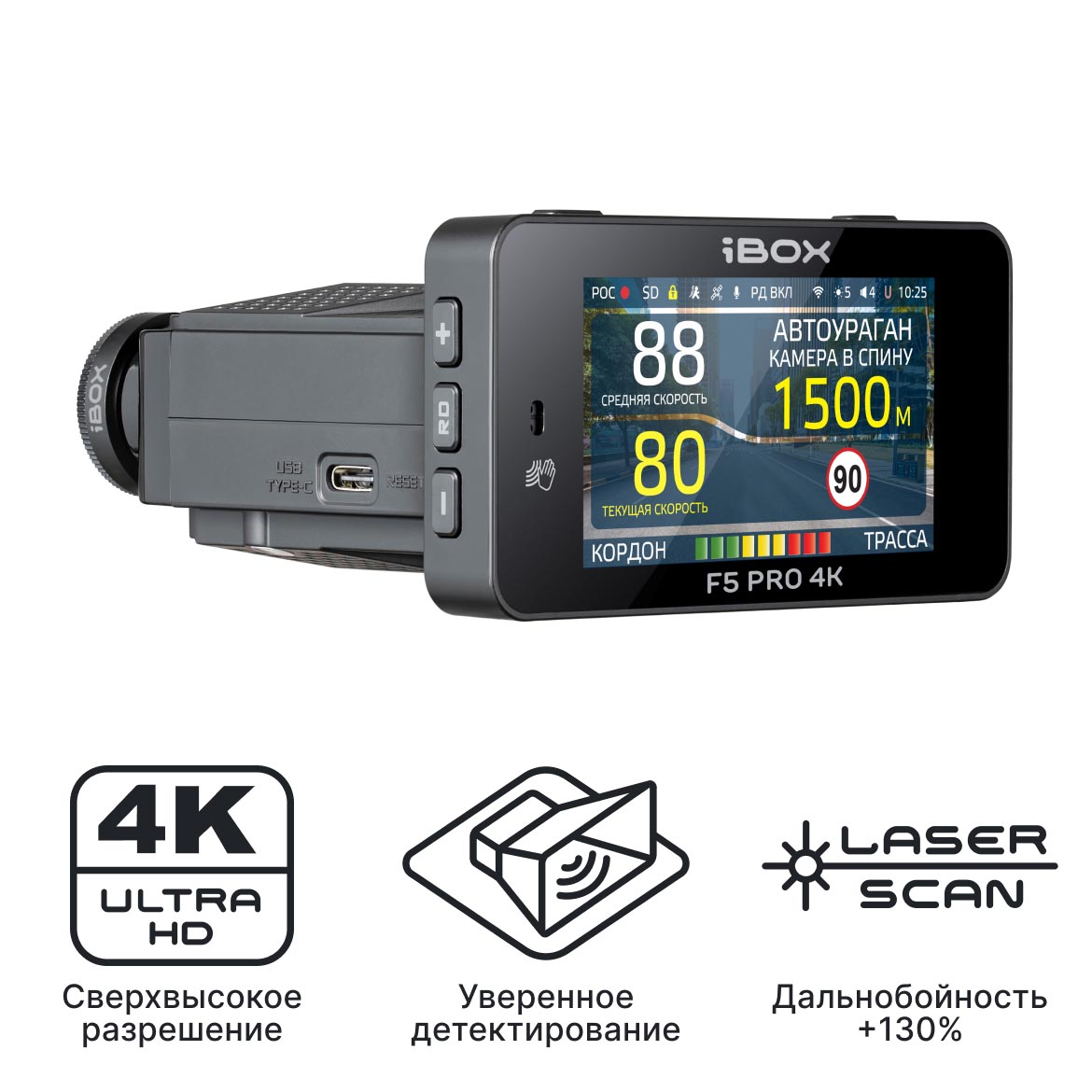 Уценённый видеорегистратор с радар-детектором iBOX F5 PRO 4K LaserScan WiFi Signature Dual