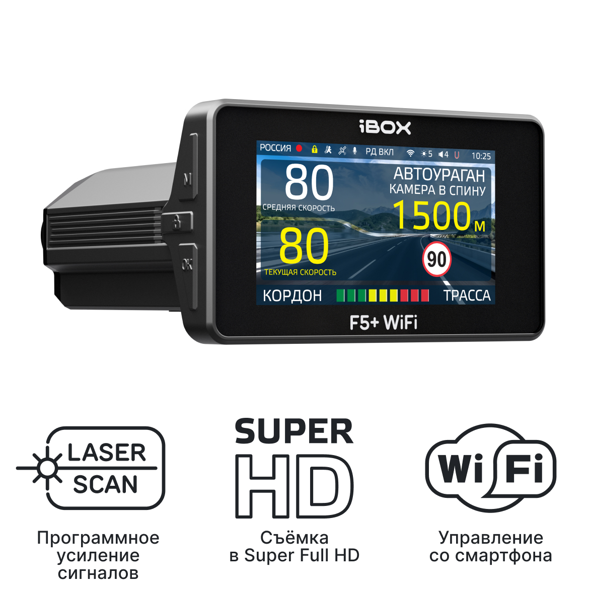 Видеорегистратор с сигнатурным радар-детектором iBOX F5 + WiFi