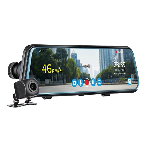 Видеорегистратор-зеркало c камерой заднего вида iBOX UltraWide 4K WiFi GPS Dual