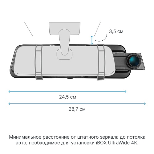 Видеорегистратор зеркало c камерой заднего вида iBOX UltraWide 4K WiFi GPS Dual